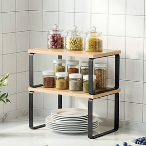 Kitchen Storage Shelves Set of 2 | Cupboard Organiser Rack