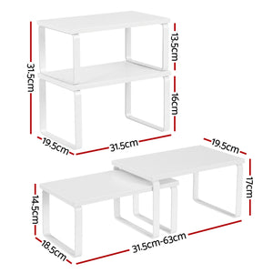Kitchen Storage Shelves Set of 2 | Cupboard Organiser Rack