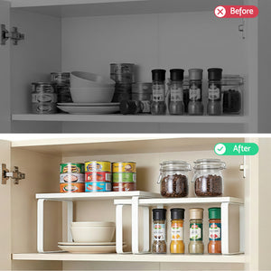 Kitchen Storage Shelves Set of 2 | Cupboard Organiser Rack