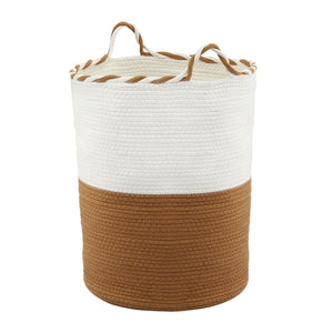 Artiss Woven Laundry Basket with handles Foldable White & Brown
