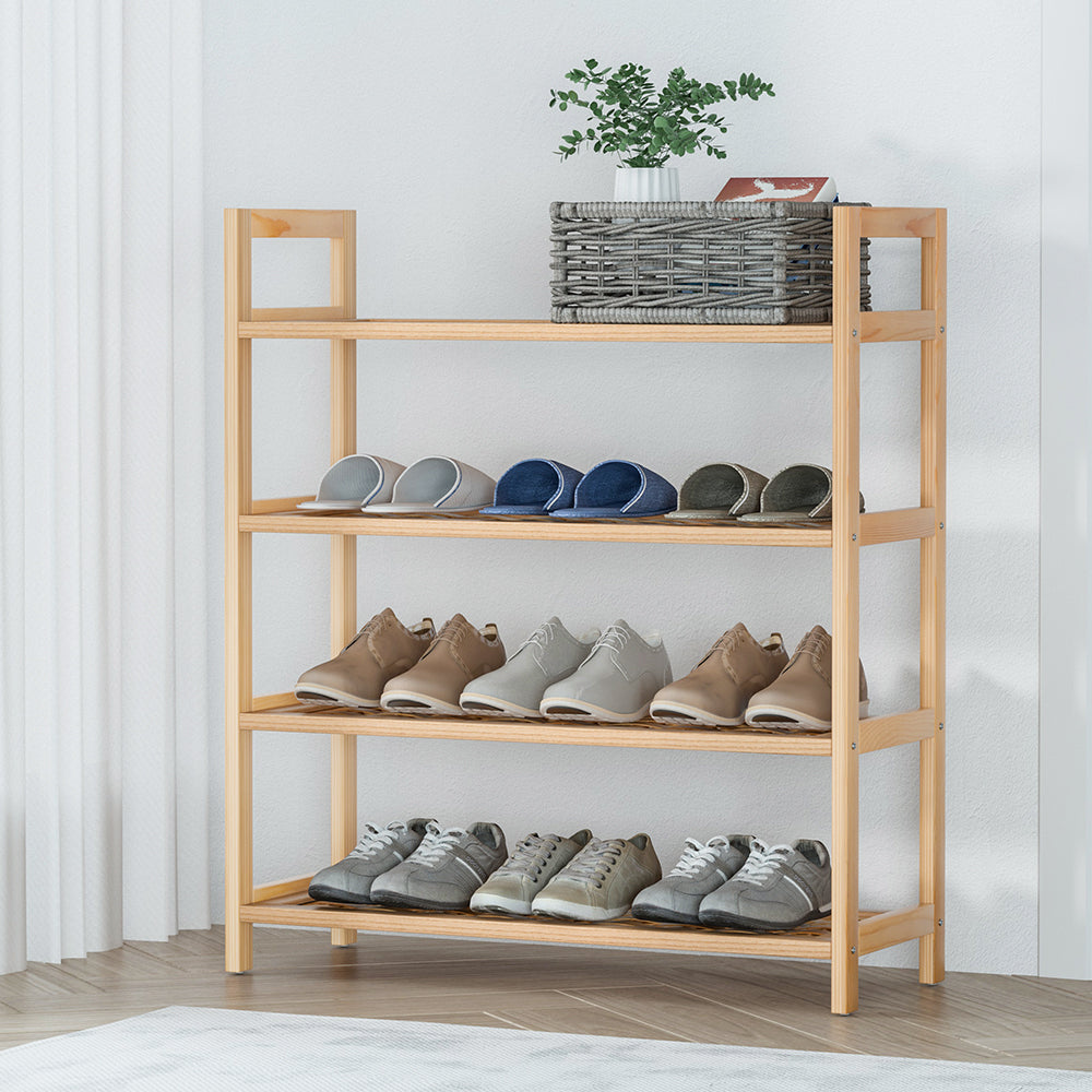 4-Tier Shoe Rack | 12 Pairs | Shoe Storage | Weaved Shelves