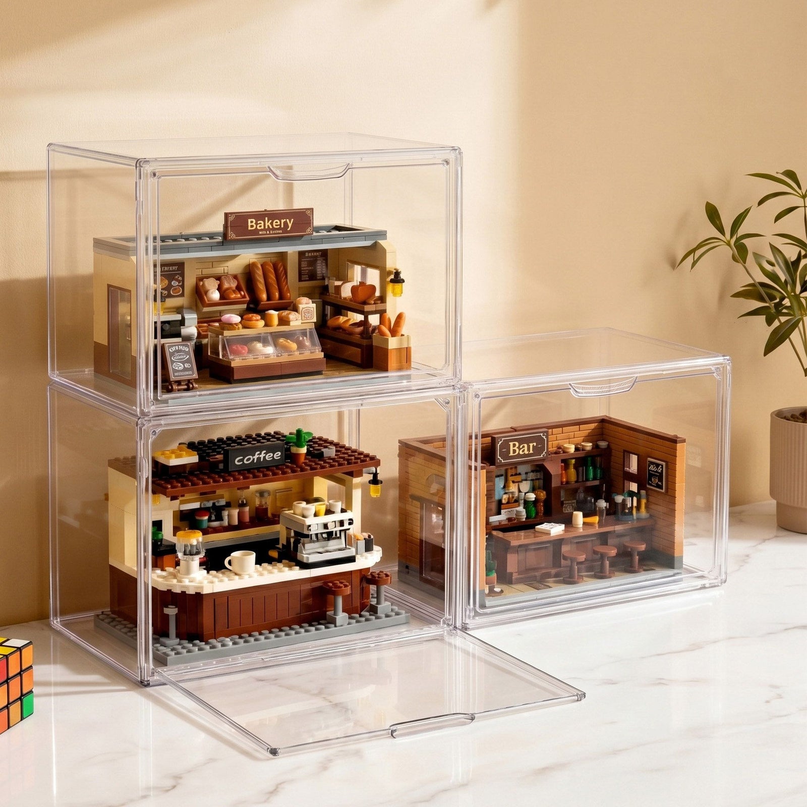 Clear Acrylic Display Cases | 3 Pack | Toy Storage Boxes