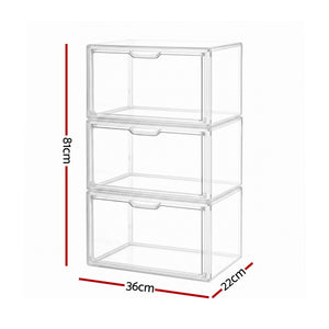Artiss Clear Acrylic Display Case 3 Pack Toy Storage Box