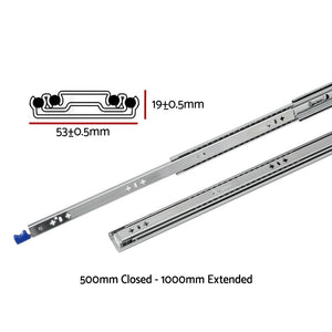 Full Extension Locking Drawer Slides 2pc | Heavy Duty | 500–1000mm