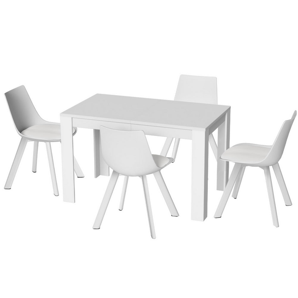 Dining Table & 4 Chairs Set | Rectangle | White | Modern Dining