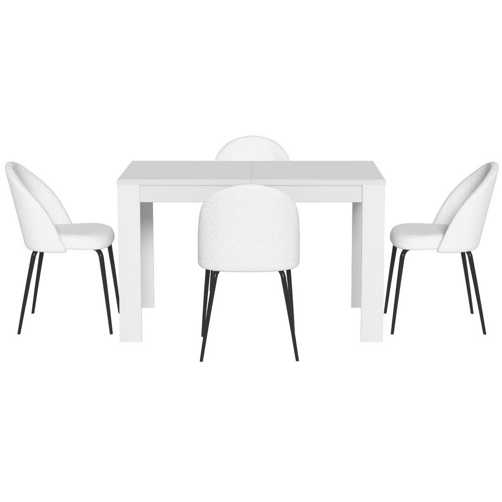 Dining Table & 4 Chairs Set | White Sherpa | Cozy Design