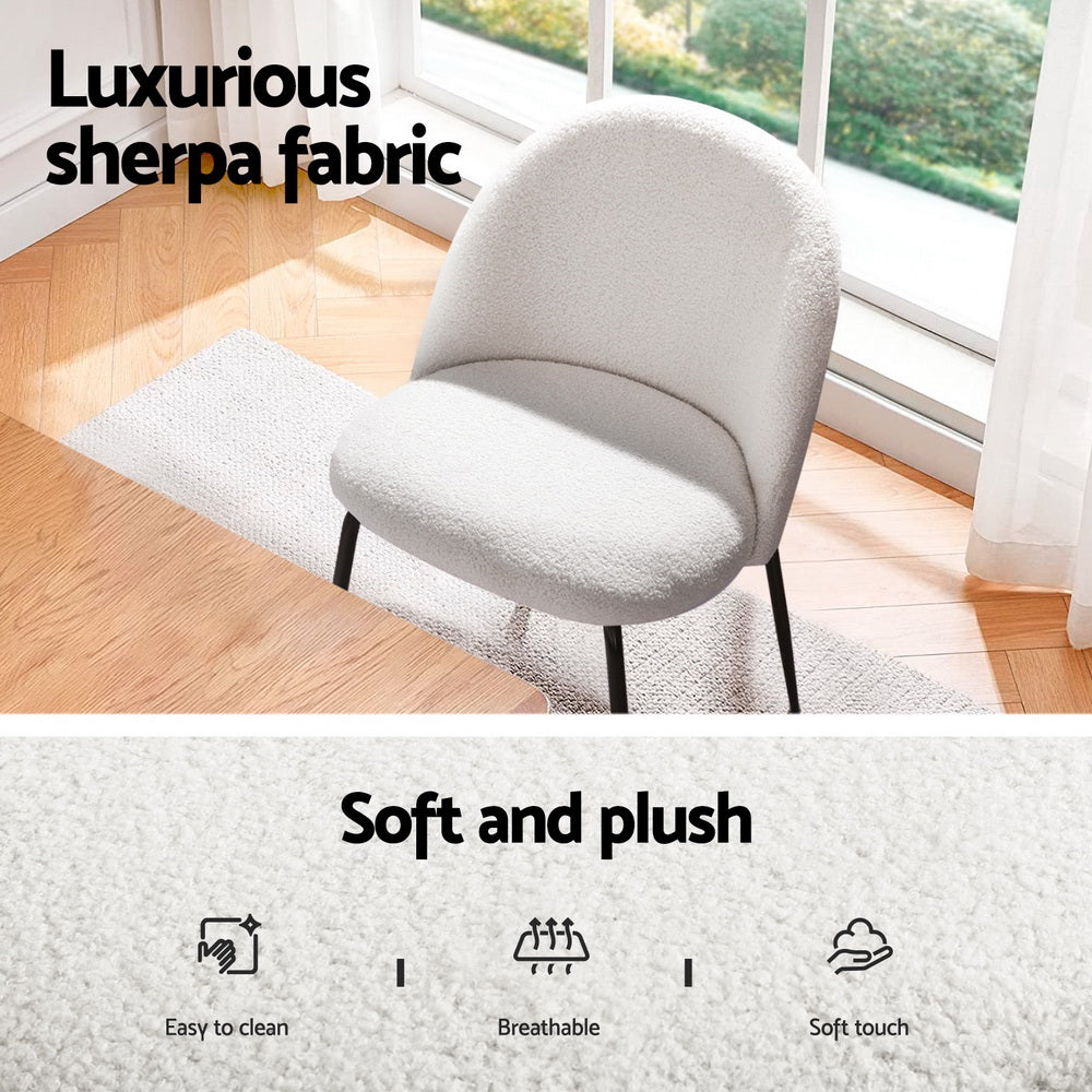 Dining Table & 4 Chairs Set | White Sherpa | Cozy Design