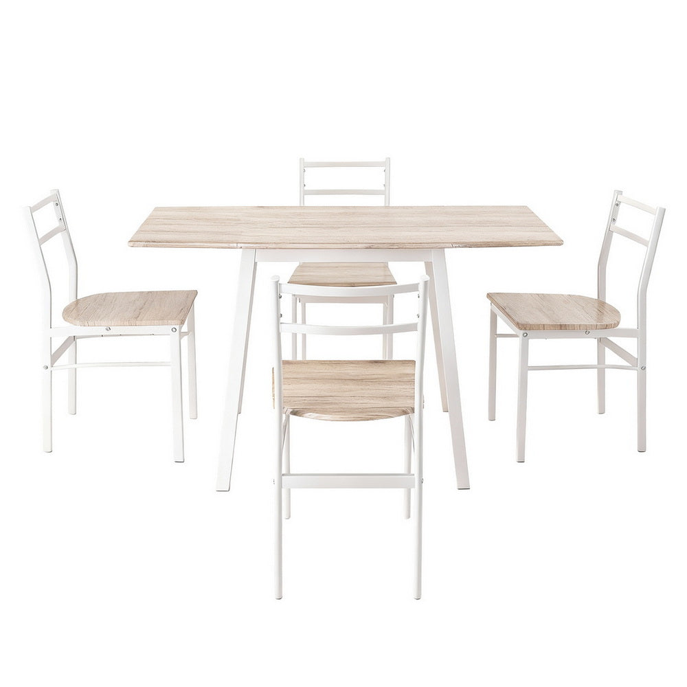 Dining Table Set 5pc | Foldable Kitchen Furniture | Natural White