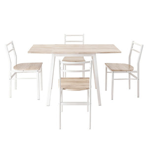 Dining Table Set 5pc | Foldable Kitchen Furniture | Natural White