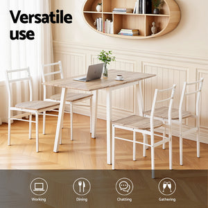 Dining Table Set 5pc | Foldable Kitchen Furniture | Natural White