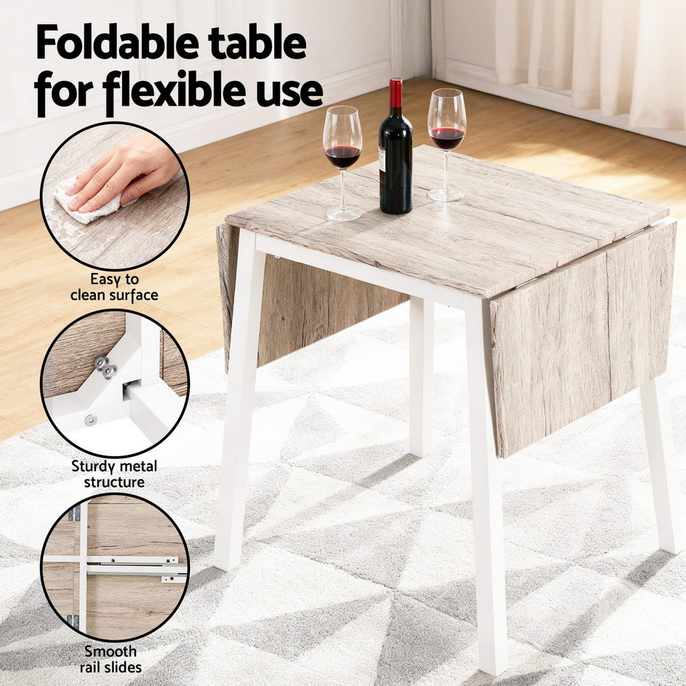 Dining Table Set 5pc | Foldable Kitchen Furniture | Natural White