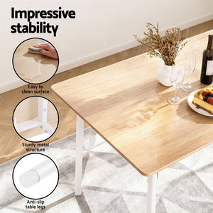 Dining Set 4pc | Table + Bench Seating | Kitchen Furniture | Natural & White