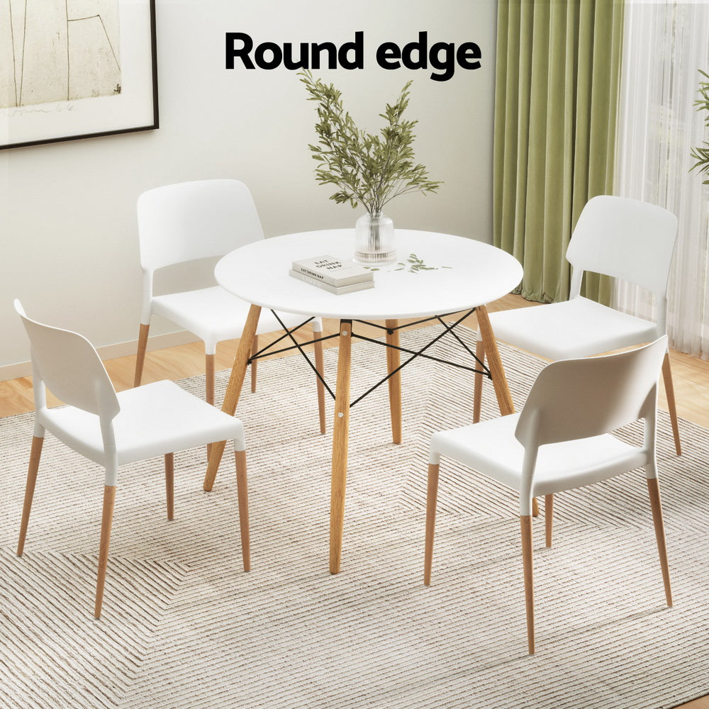 1 Artiss Dining Table and 4 Chairs Set | Round White
