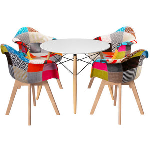 Artiss Dining Table & 4 Chairs Set | DSW | White | Modern | Dining Room Furniture