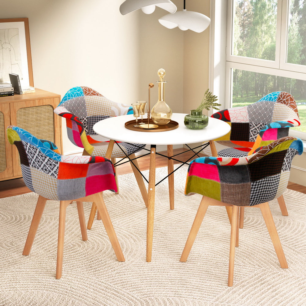 Artiss Dining Table & 4 Chairs Set | DSW | White | Modern | Dining Room Furniture