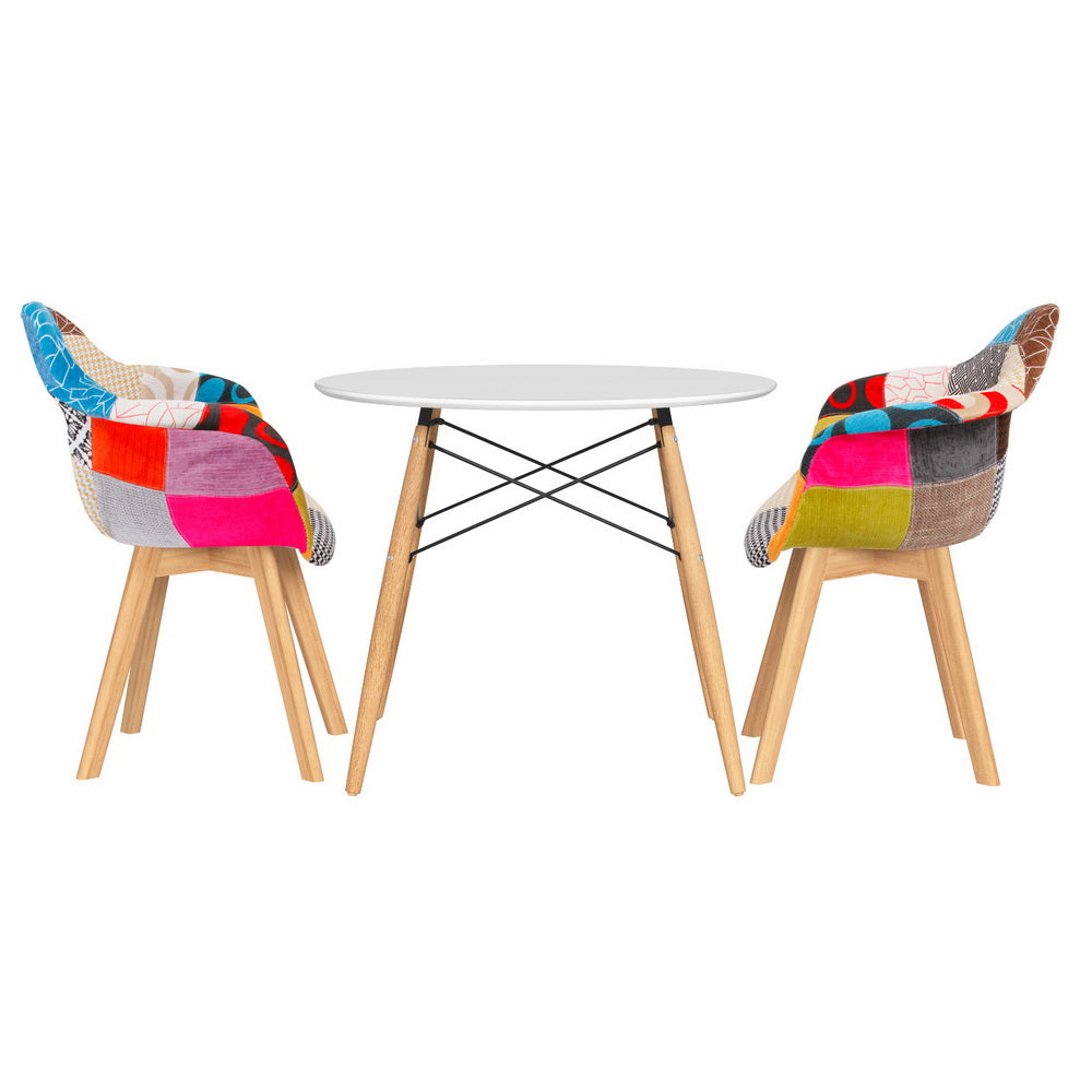 Artiss Dining Table & 2 Chairs Set | DSW | 90cm