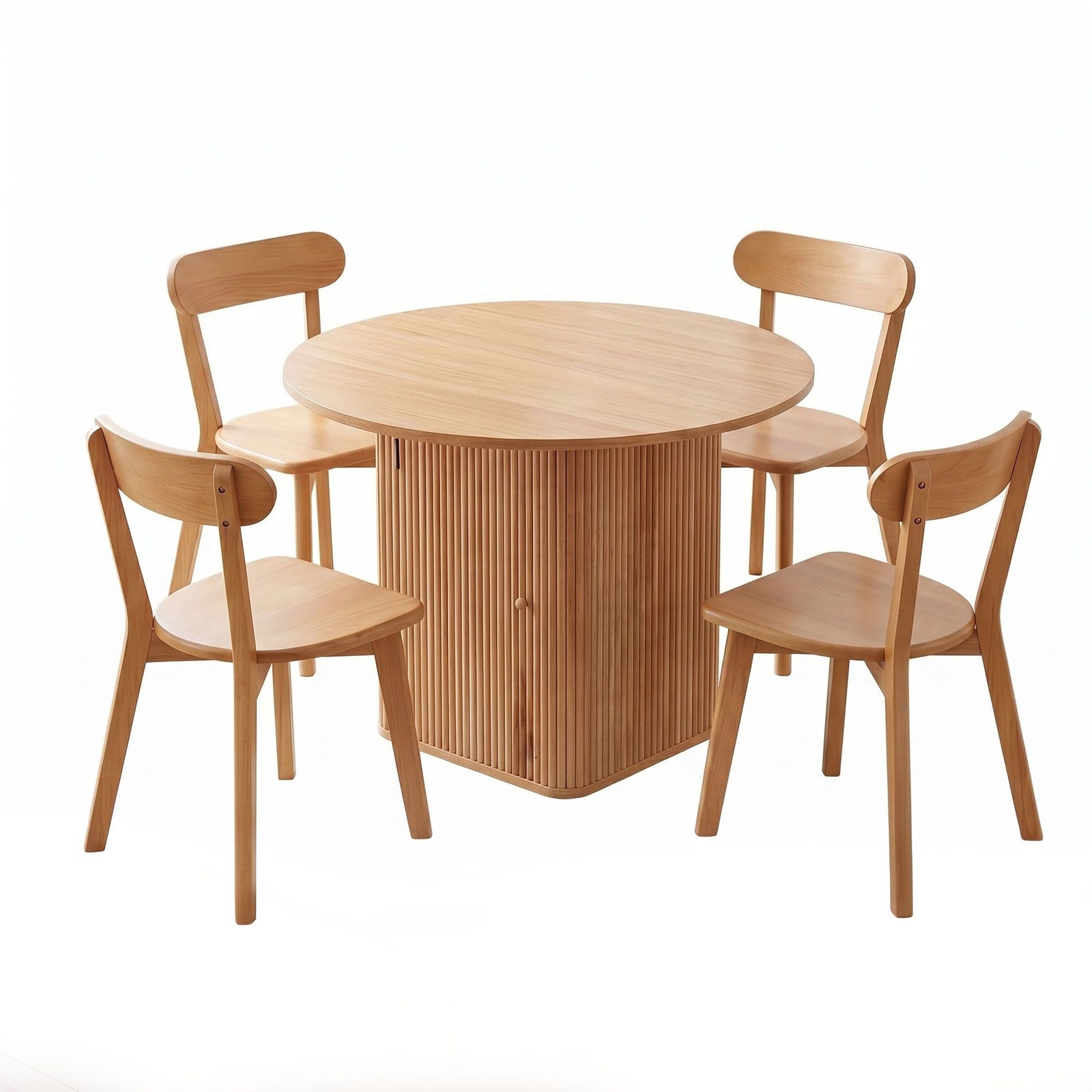 Dining Table & 4 Chairs Set | Natural Timber