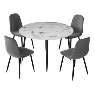 Dining Set | 1 Table & 4 Chairs | Marble Grey Finish