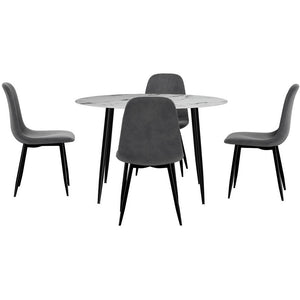 Dining Set | 1 Table & 4 Chairs | Marble Grey Finish