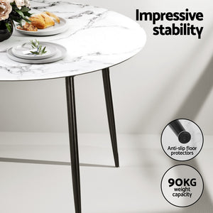 Dining Set | 1 Table & 4 Chairs | Marble Grey Finish