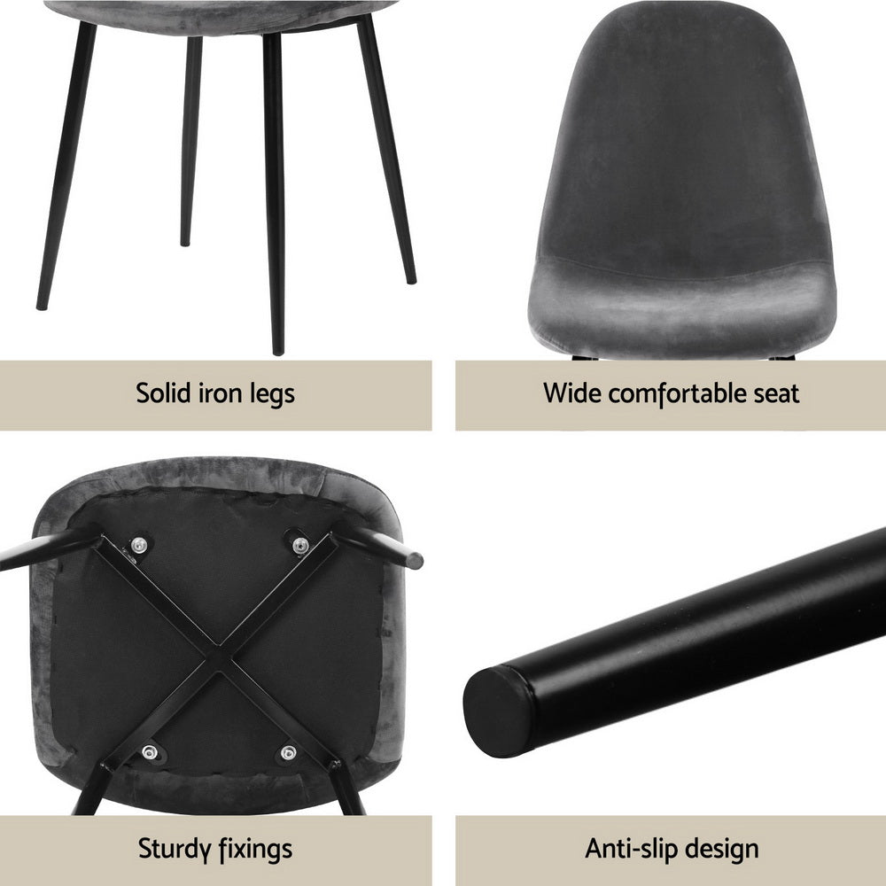 Dining Set | 1 Table & 4 Chairs | Marble Grey Finish