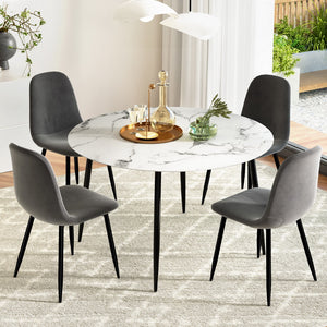Dining Set | 1 Table & 4 Chairs | Marble Grey Finish