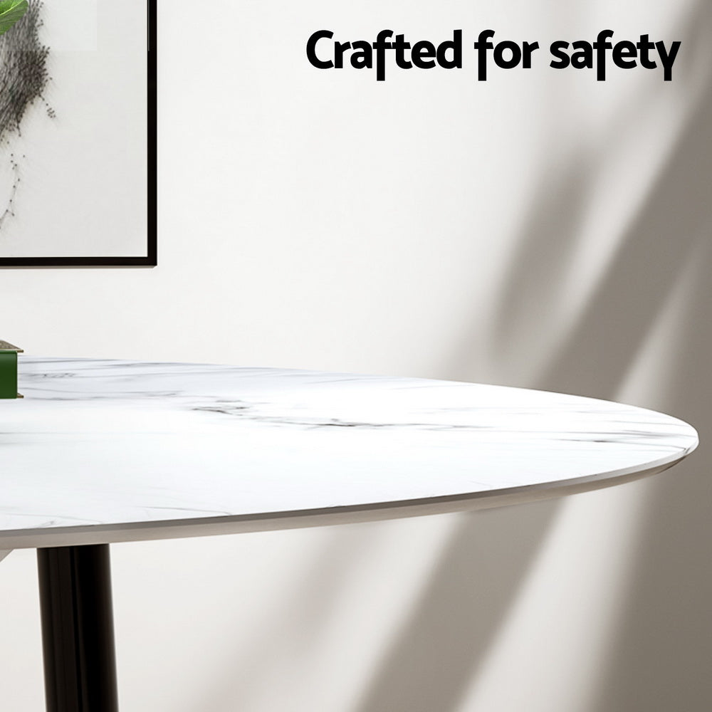 Dining Set | 1 Table & 4 Chairs | Marble White Finish