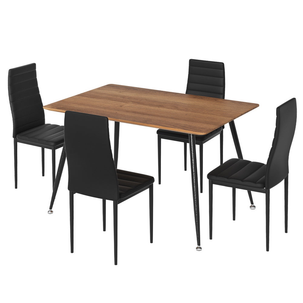 Dining Table & 4 Chairs Set | Rectangle | Metal | Modern Dining