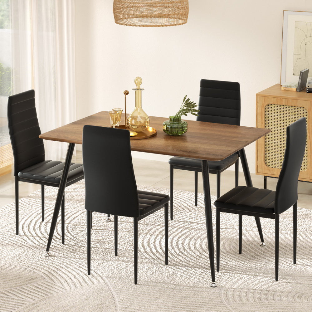 Dining Table & 4 Chairs Set | Rectangle | Metal | Modern Dining