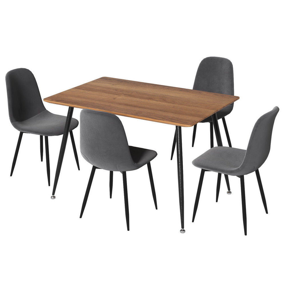 Dining Table & 4 Chairs Set | Grey Metal | Sleek Design