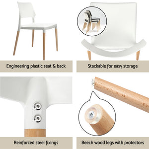 Dining Set | 1 Table & 4 Chairs | White Wood Finish