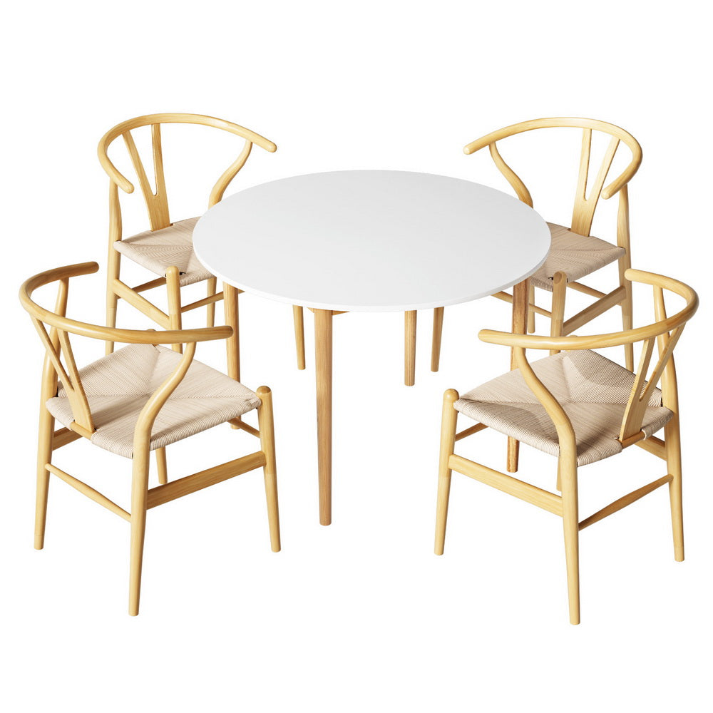 Dining Set | 1 Table & 4 Chairs | Wishbone Wood Design
