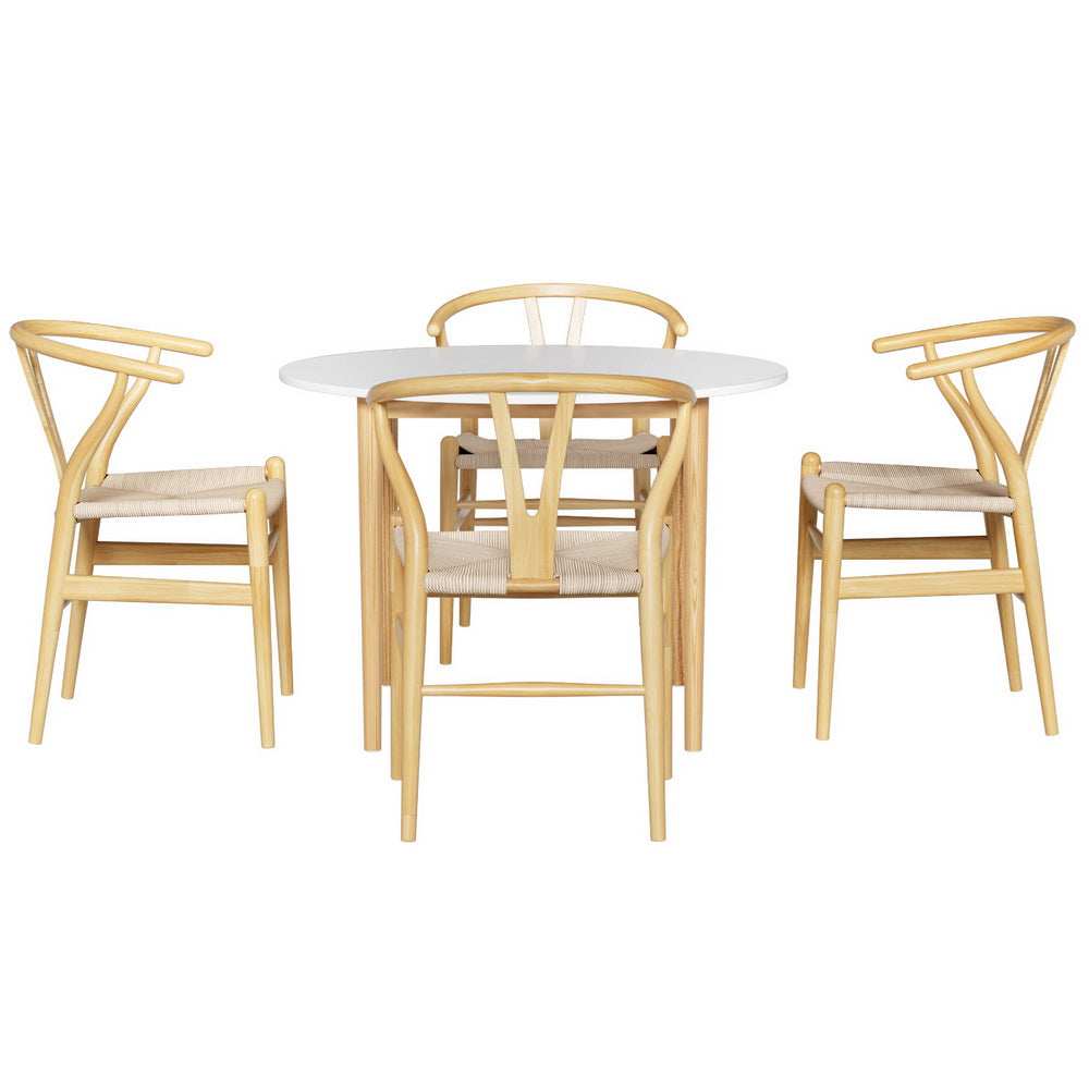 Dining Set | 1 Table & 4 Chairs | Wishbone Wood Design