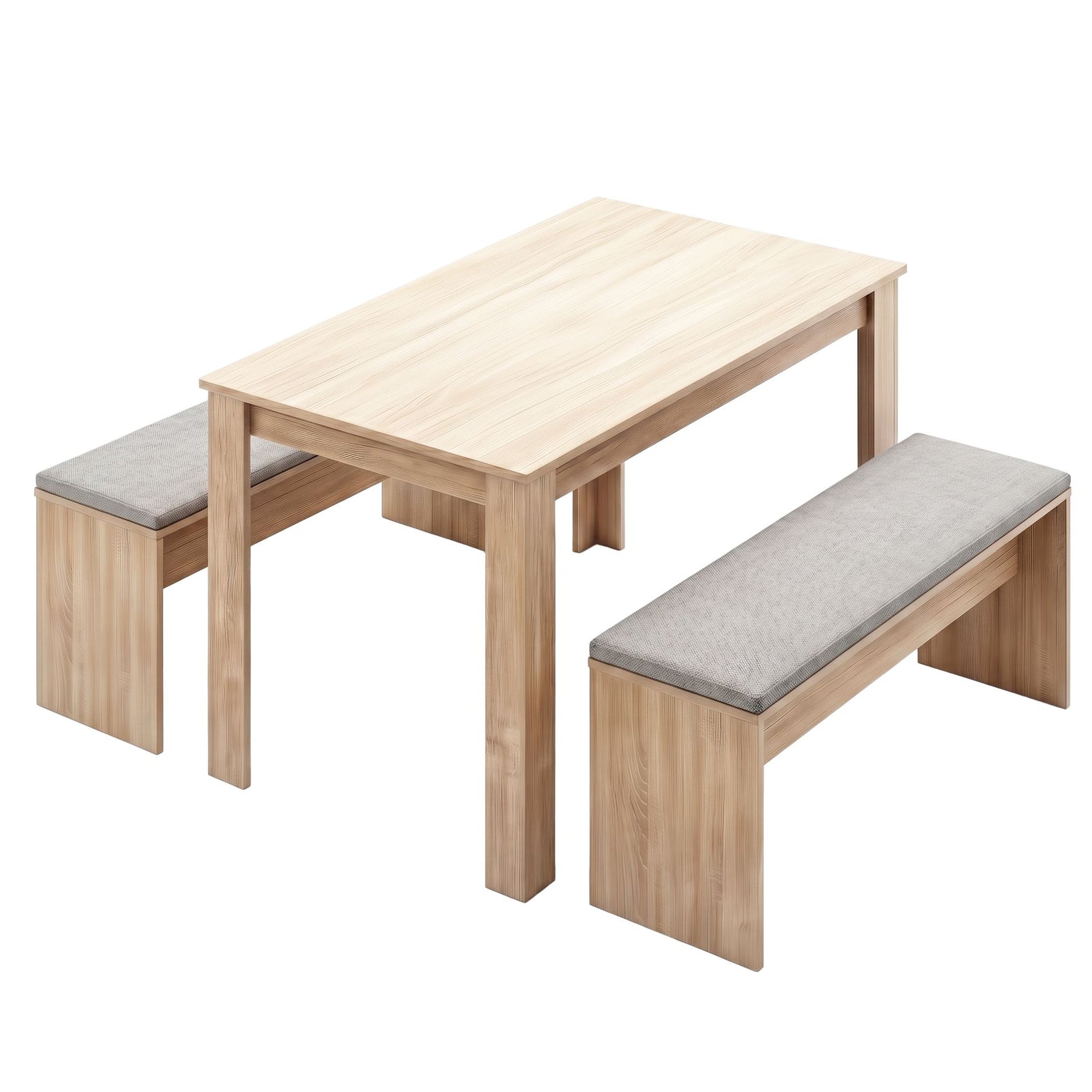 Dining Table Set | 120cm Wooden Table & 2 Upholstered Chairs | Oak