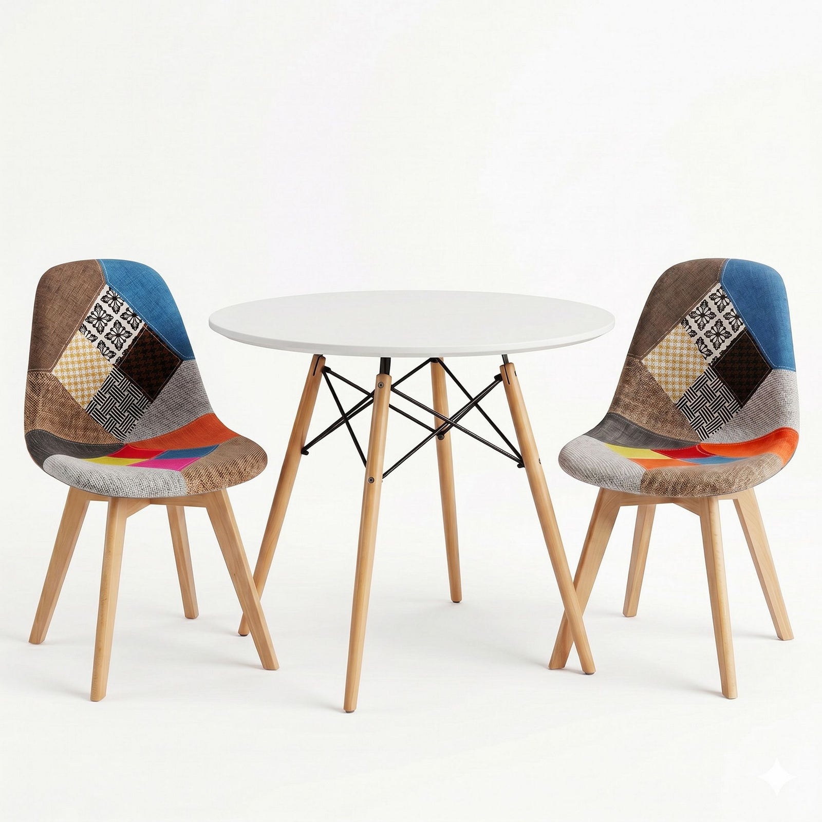 Dining Table & Chairs Set | 3 Piece Round 2 Seater Set | White