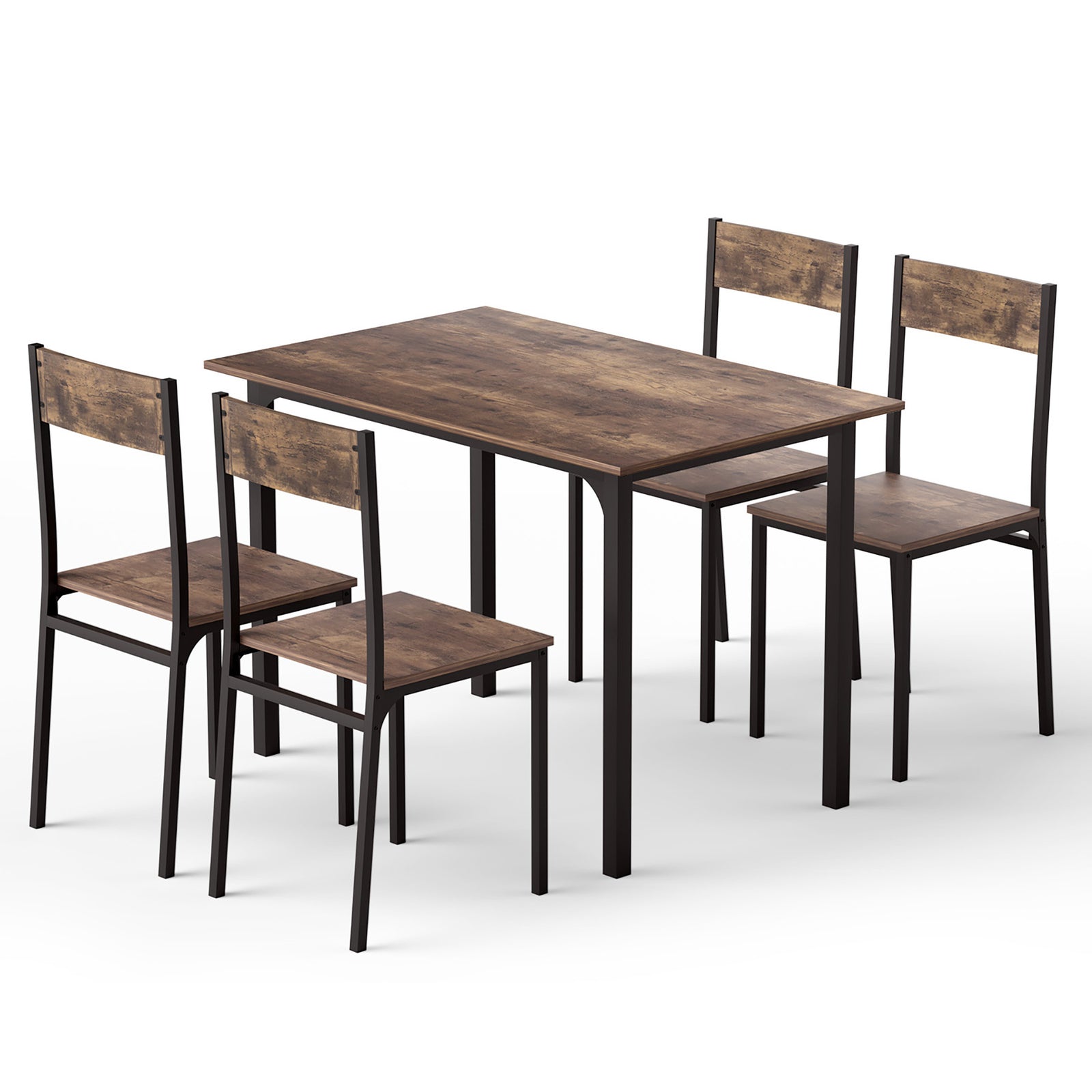 5pc Compact Dining Set | Rustic Brown Finish