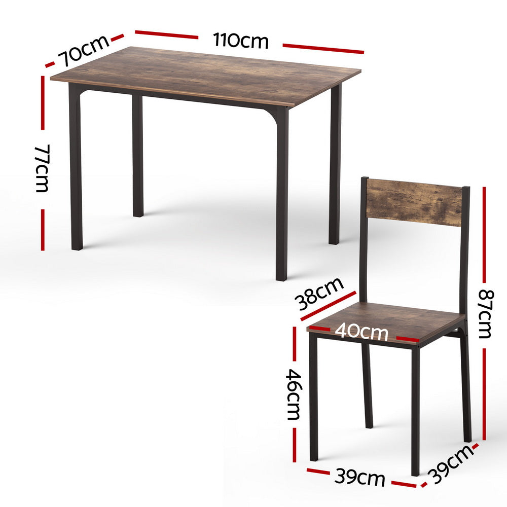 5pc Compact Dining Set | Rustic Brown Finish