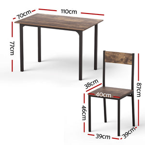 5pc Compact Dining Set | Rustic Brown Finish