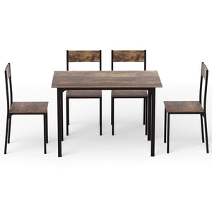 5pc Compact Dining Set | Rustic Brown Finish
