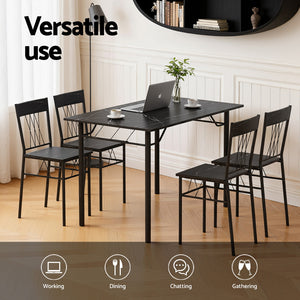Compact Dining Set 5pc | Table + 4 Chairs | Marble Black