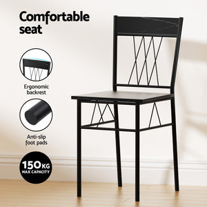 Compact Dining Set 5pc | Table + 4 Chairs | Marble Black