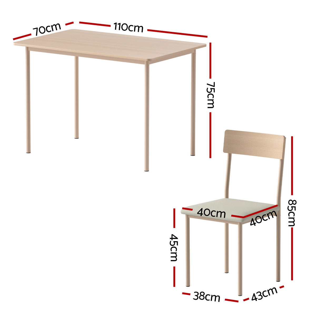 Small Dining Table Set 5pc | Natural Beige Finish