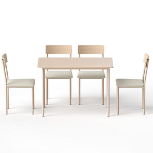 Small Dining Table Set 5pc | Natural Beige Finish