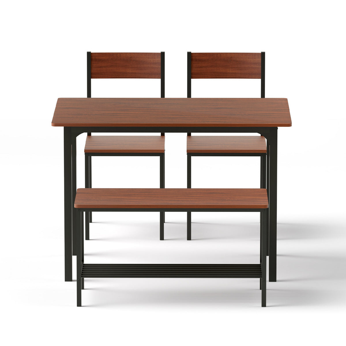 Dining Set 4pc | Table + Storage Bench | Walnut Finish