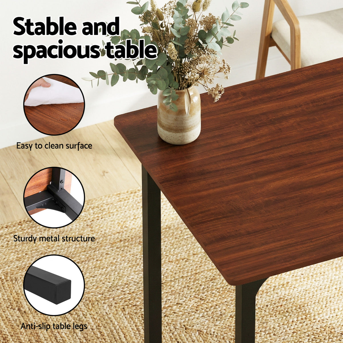 Dining Set 4pc | Table + Storage Bench | Walnut Finish