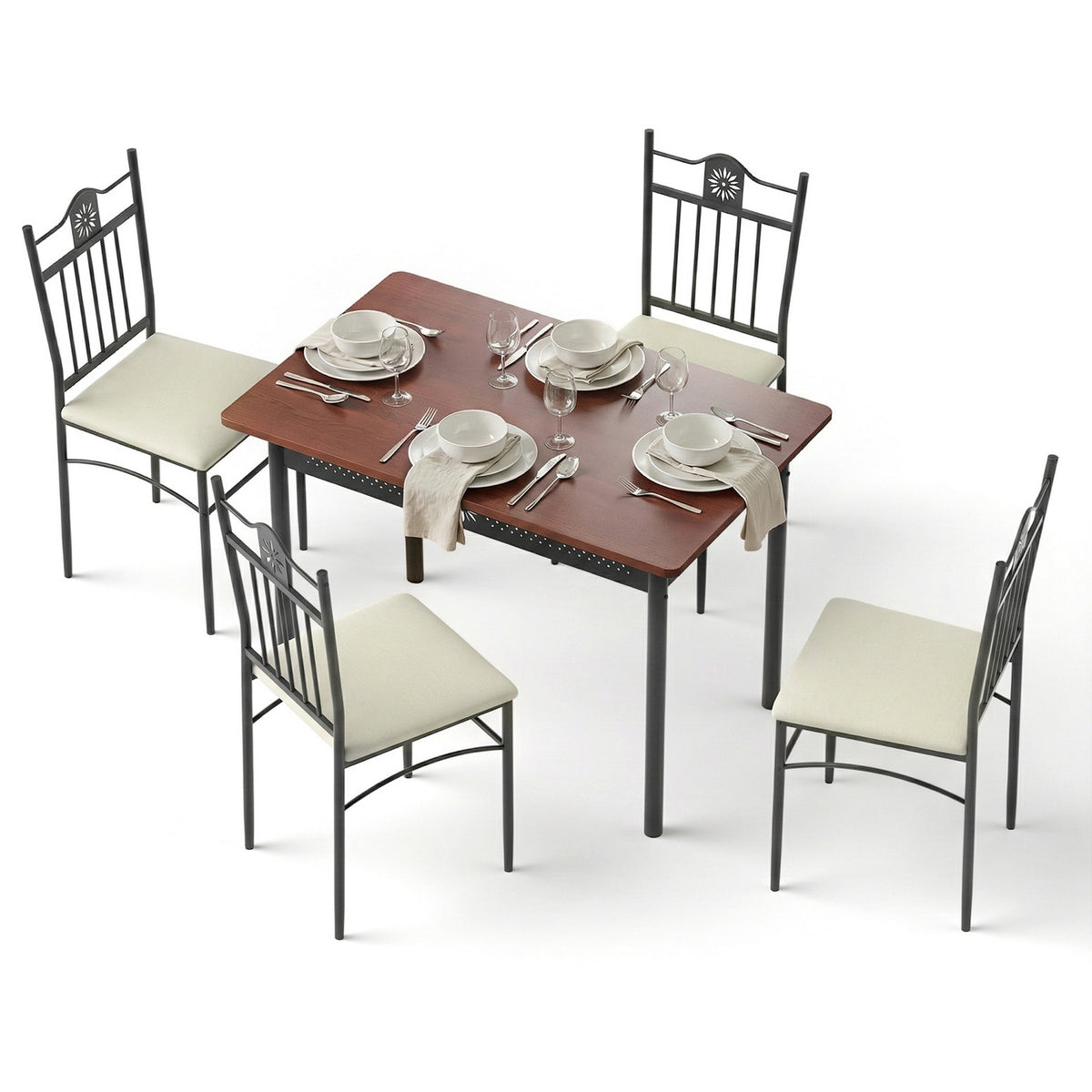 Compact Dining Set 5pc | Upholstered Chairs | Kitchen Furniture