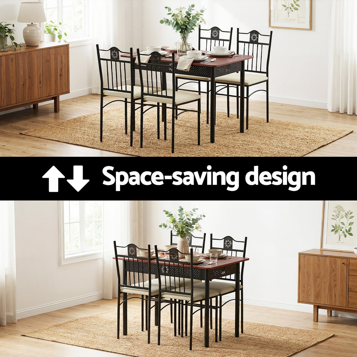Compact Dining Set 5pc | Upholstered Chairs | Kitchen Furniture