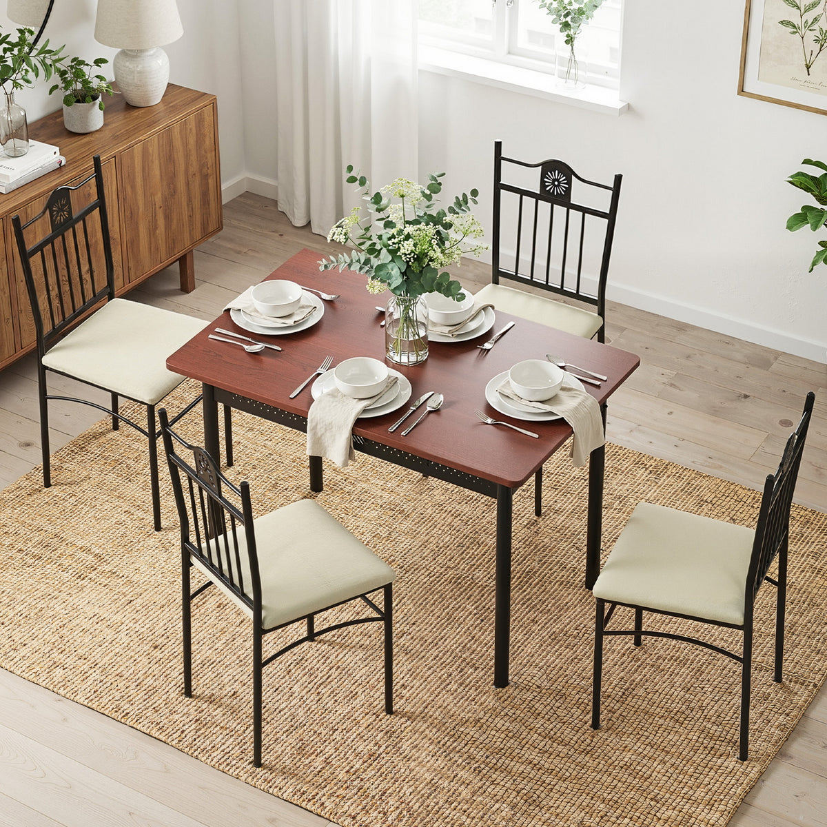 Compact Dining Set 5pc | Upholstered Chairs | Kitchen Furniture