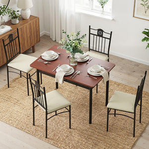 Compact Dining Set 5pc | Upholstered Chairs | Kitchen Furniture