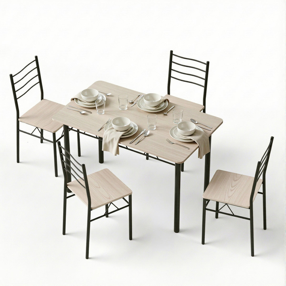Compact Kitchen Dining Set 5pc | Modern Oak Finish